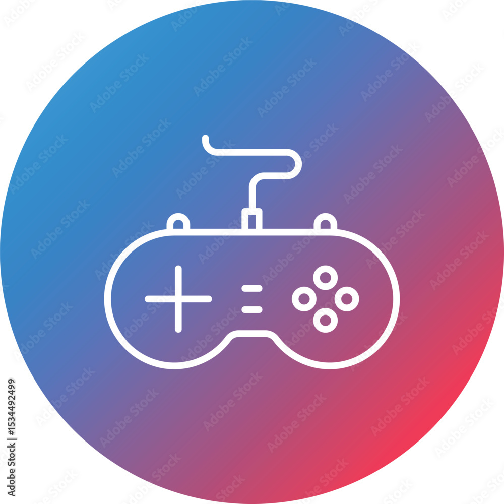 Poster gamepad line gradient circle background icon