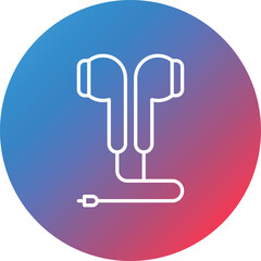 Earphones Line Gradient Circle Background Icon