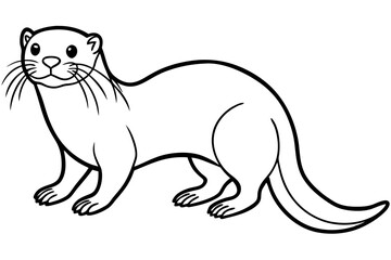 Otter vector illustration line art and white background