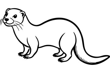 Otter vector illustration line art and white background