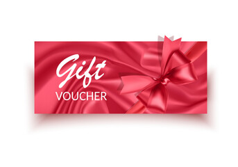 Elegant Red Gift Voucher with Ribbon and Satin Texture