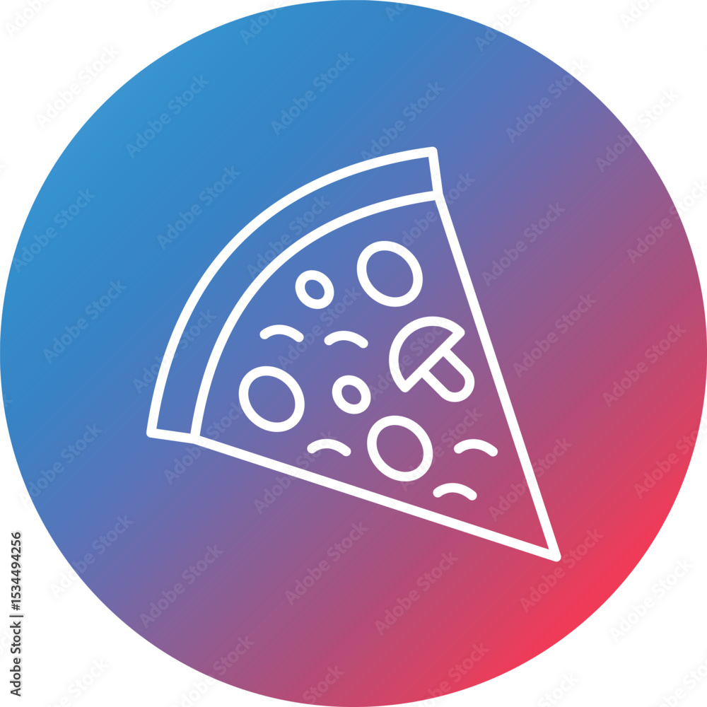 Poster pizza slice line gradient circle background icon