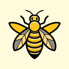 Stylized Honey Bee Illustration with Bold Outline and Clean Design Elements