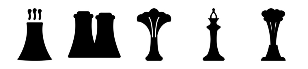 Silhouette of a Collection of Structures Representing Chemical and Power Plants