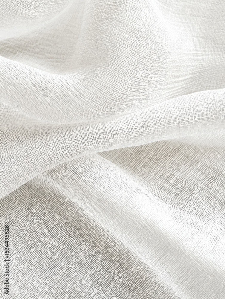 Poster white linen fabric texture close up with soft natural fibers and empty space for design or text over