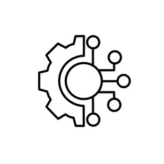 Obraz premium AI icon . Digital Transformation line icon. Linear style sign for mobile concept and web design. Digital technology outline vector icon. AI technology symbol, logo illustration.