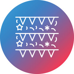 New Year Flags Line Gradient Circle Background Icon
