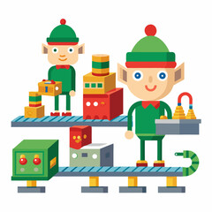 Elf Production Line Illustration