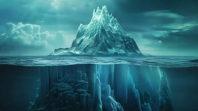 Majestic iceberg piercing frigid waters footage