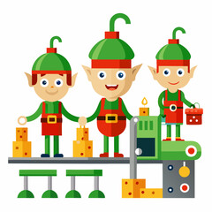 Elf Production Line Illustration