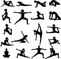 Obraz premium Diverse Yoga Poses: Silhouette Collection for Wellness