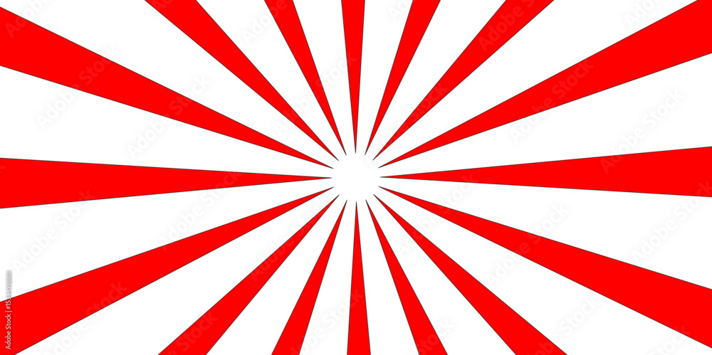 Poster red and white background and spiral retro rays vector pattern. red white sun or star burst radial li