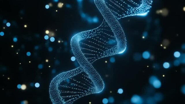 Glowing DNA Helix with Science Background.