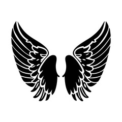 Black silhouette of outstretched wings on a white background vector silhouette icon
