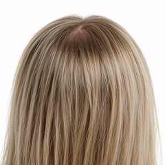 Blonde hair back view over white background, no shadow