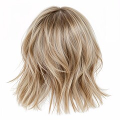 Blonde hair back view over white background, no shadow