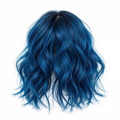 Naklejka premium Blue colored hair back view over white background, no shadow