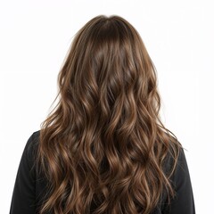 Naklejka premium Brunette dark hair back view over white background, no shadow