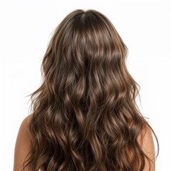 Fototapeta premium Brunette dark hair back view over white background, no shadow