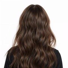 Fototapeta premium Brunette dark hair back view over white background, no shadow