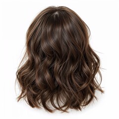 Obraz premium Brunette dark hair back view over white background, no shadow