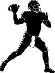 Fototapeta premium Running athlete silhouette vector illustration of an American football player with a ball
