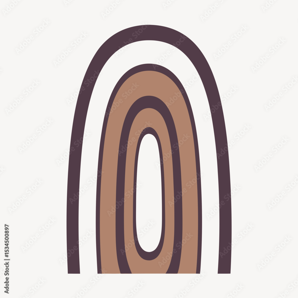 Poster abstract vertical tunnel shape made with concentric elongated ovals, slight gap between each stroke,