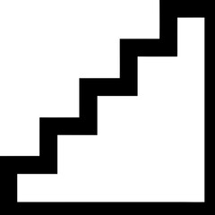 Geometric staircase illusion icon made of stacked L-shaped segments, sharp 90-degree bends, clean vector alignment, medium-thick black strokes

