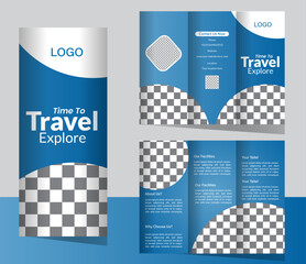 Travel Trifold Brochure Design Template – Professional Tour and Holiday Package Layout for Travel Agencies and Destinations.