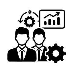 Teamwork and Collaboration for Business Growth with Gears and Analytics Report silhouette icon