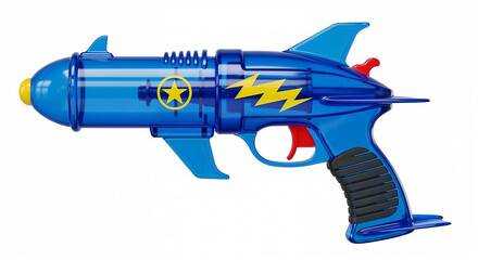 Naklejka premium Blue toy ray gun with yellow star and lightning bolt emblazoned on side