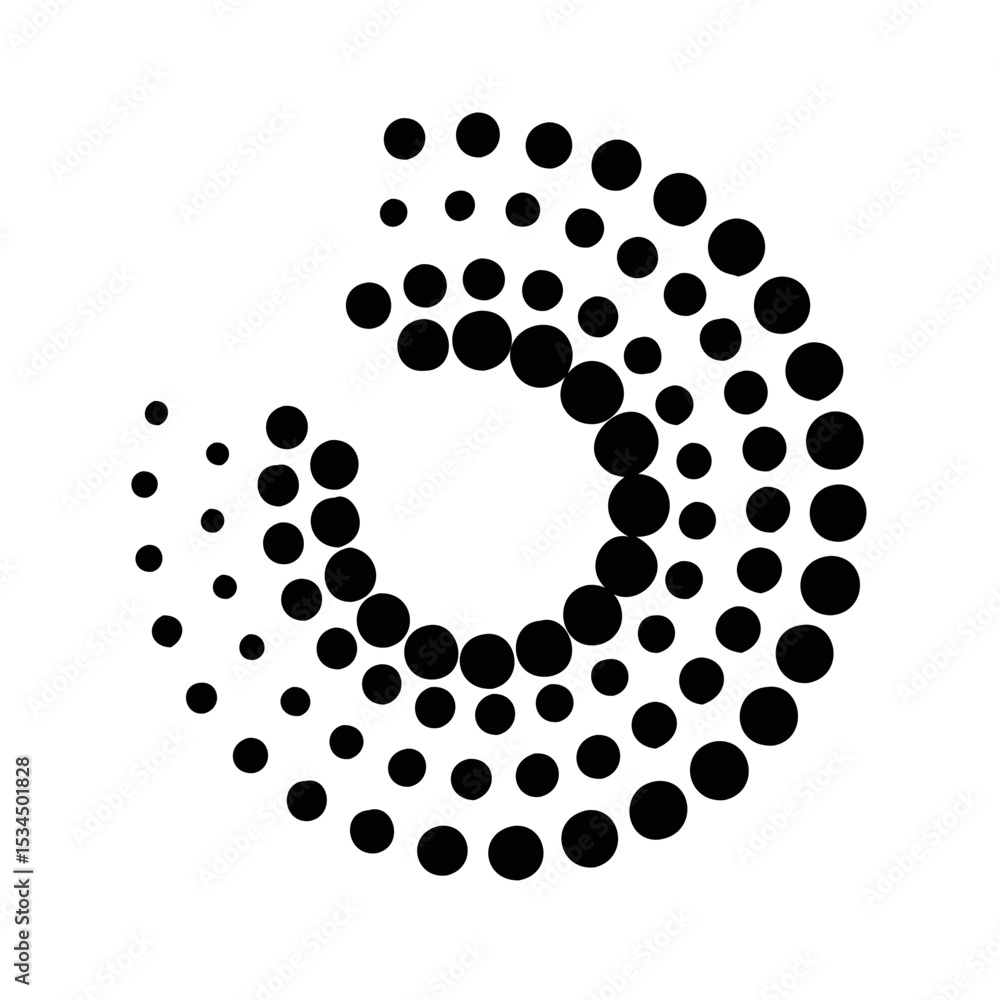 Aufkleber circular array of gradated black dots on a white background creates movement silhouette icon