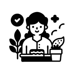 A delightful vector of personal growth and accomplished tasks depicted in monochrome silhouette icon