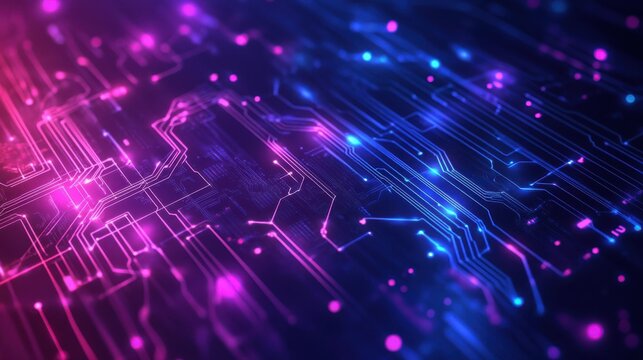 Blue and Purple technology background with circuit design