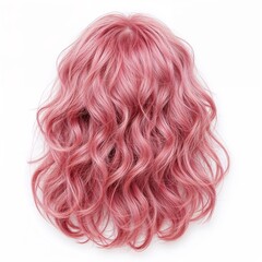 Fototapeta premium Pink hair back view over white background, no shadow