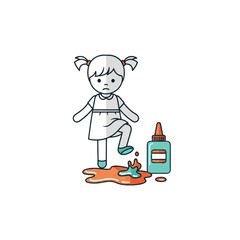 Child spilled glue on the floor.