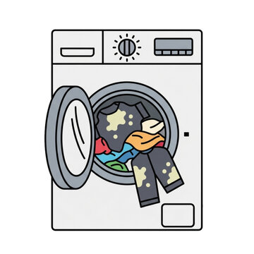 Laundry with mixed colors causing dye transfer.