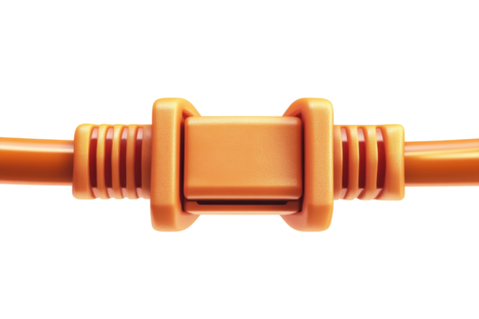 A close up of the connection ensuring stability and signal strength for network devices on a on transparent background