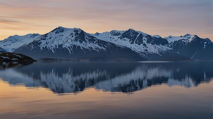 Serene Mountain Lake Reflection A Breathtaking Sunrise Panorama