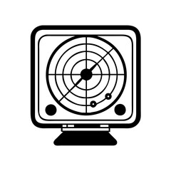 Vintage Radar Screen Displaying Echoes in Black and White Silhouette silhouette icon