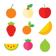Vector illustration of a colorful and playful collection of fresh fruits isolated on white
