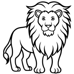 Lion line art vector illustration and white background