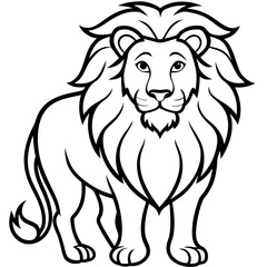 Lion line art vector illustration and white background