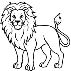 Lion line art vector illustration and white background