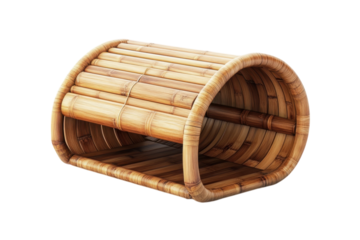 A handcrafted bamboo bread box radiating rustic charm evoking a sense of home baked goodness on transparent background