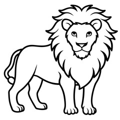 Lion line art vector illustration and white background