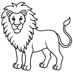 Lion line art vector illustration and white background