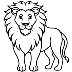 Lion line art vector illustration and white background