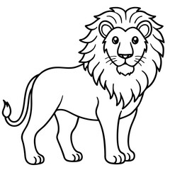 Lion line art vector illustration and white background