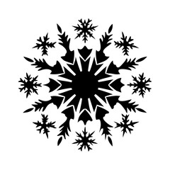 Stylized Snowflake Design with Sharp Angles in Black and White Colors silhouette icon